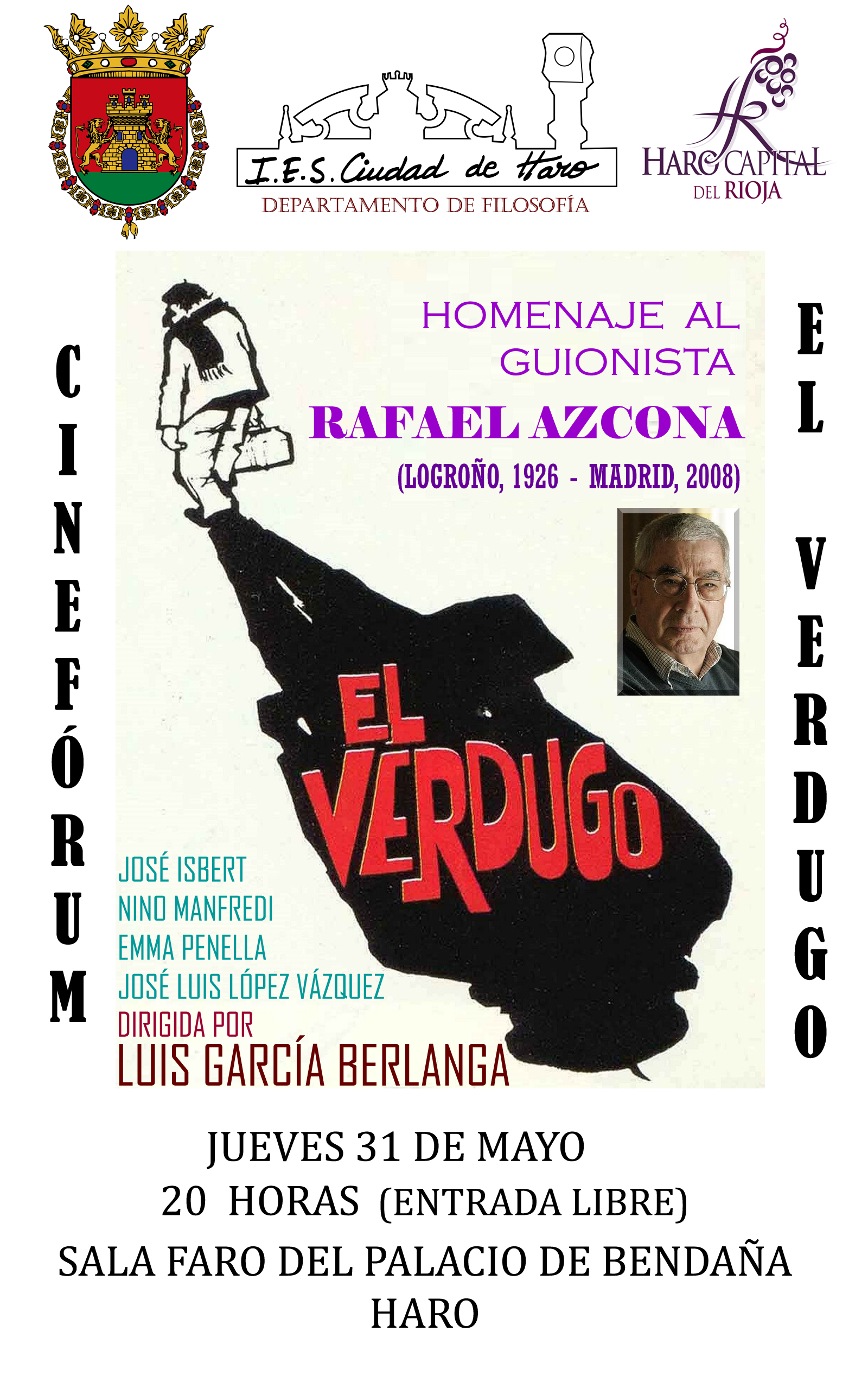 El I.E.S. Ciudad de Haro rendirá homenaje a Rafael Azcona