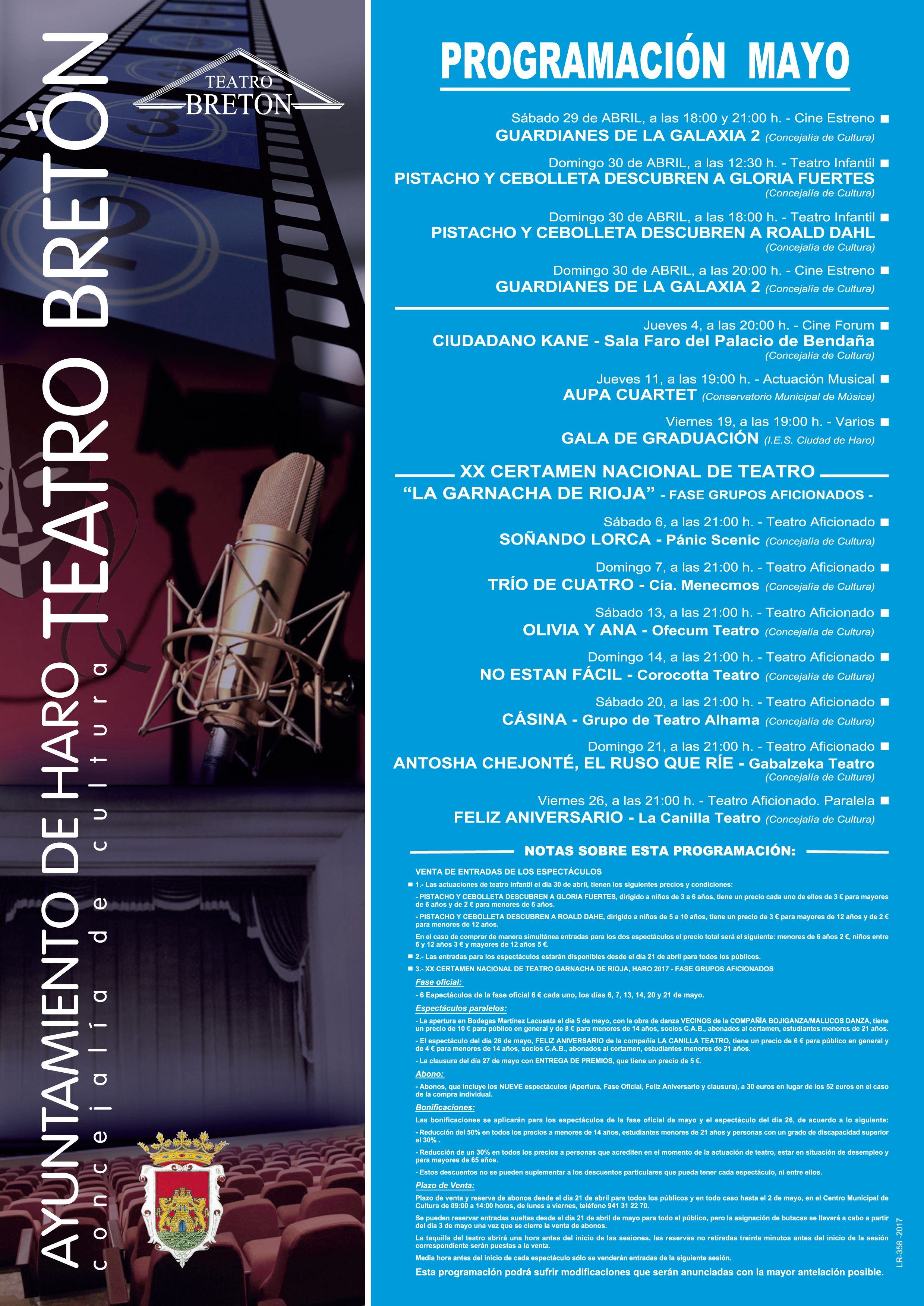La programación de mayo del Teatro Bretón se centra en El ‘Garnacha  de Rioja’