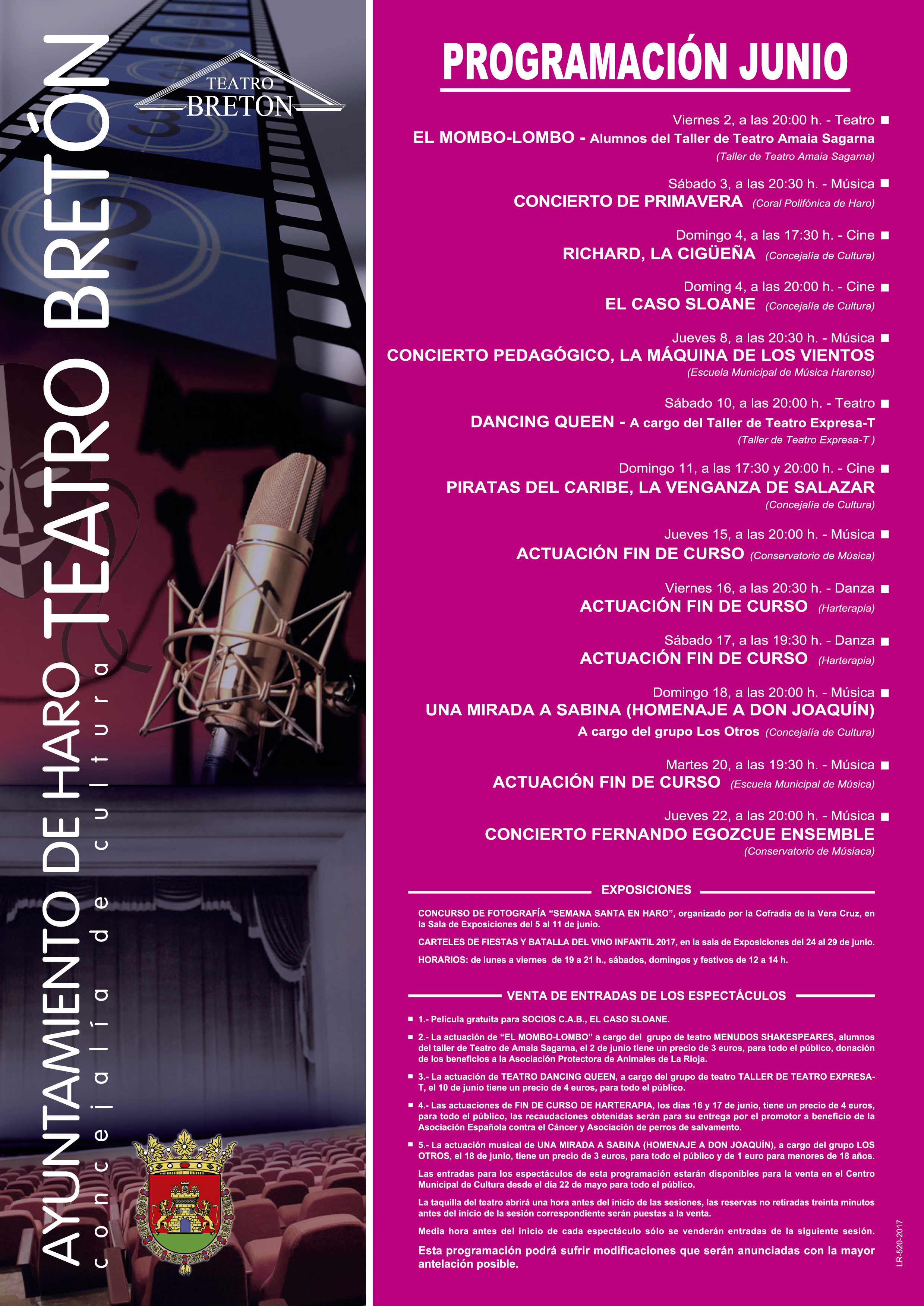 Teatro, música y danza durante el mes de junio en el teatro Bretón