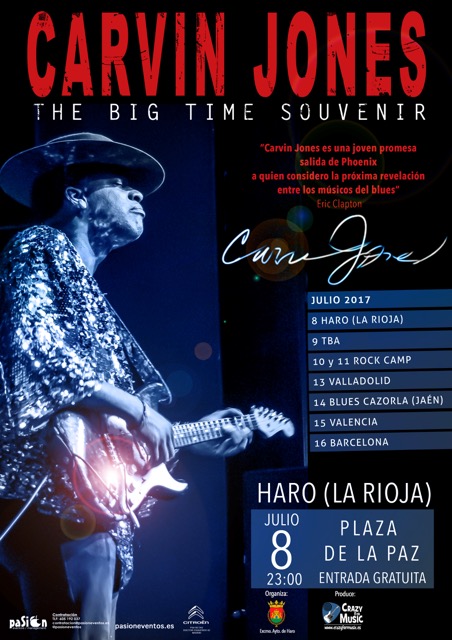 Concierto de Carvin Jones el sábado 8 de julio en la Plaza de la Paz