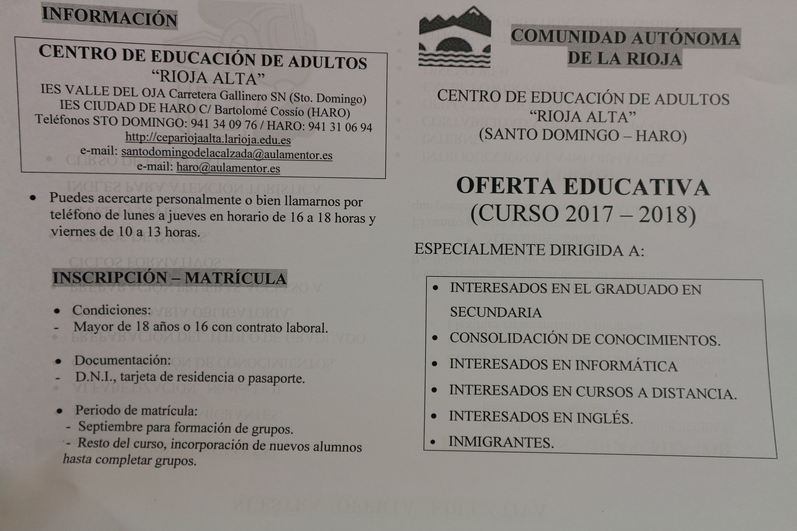 El Centro de Educación de Adultos 
