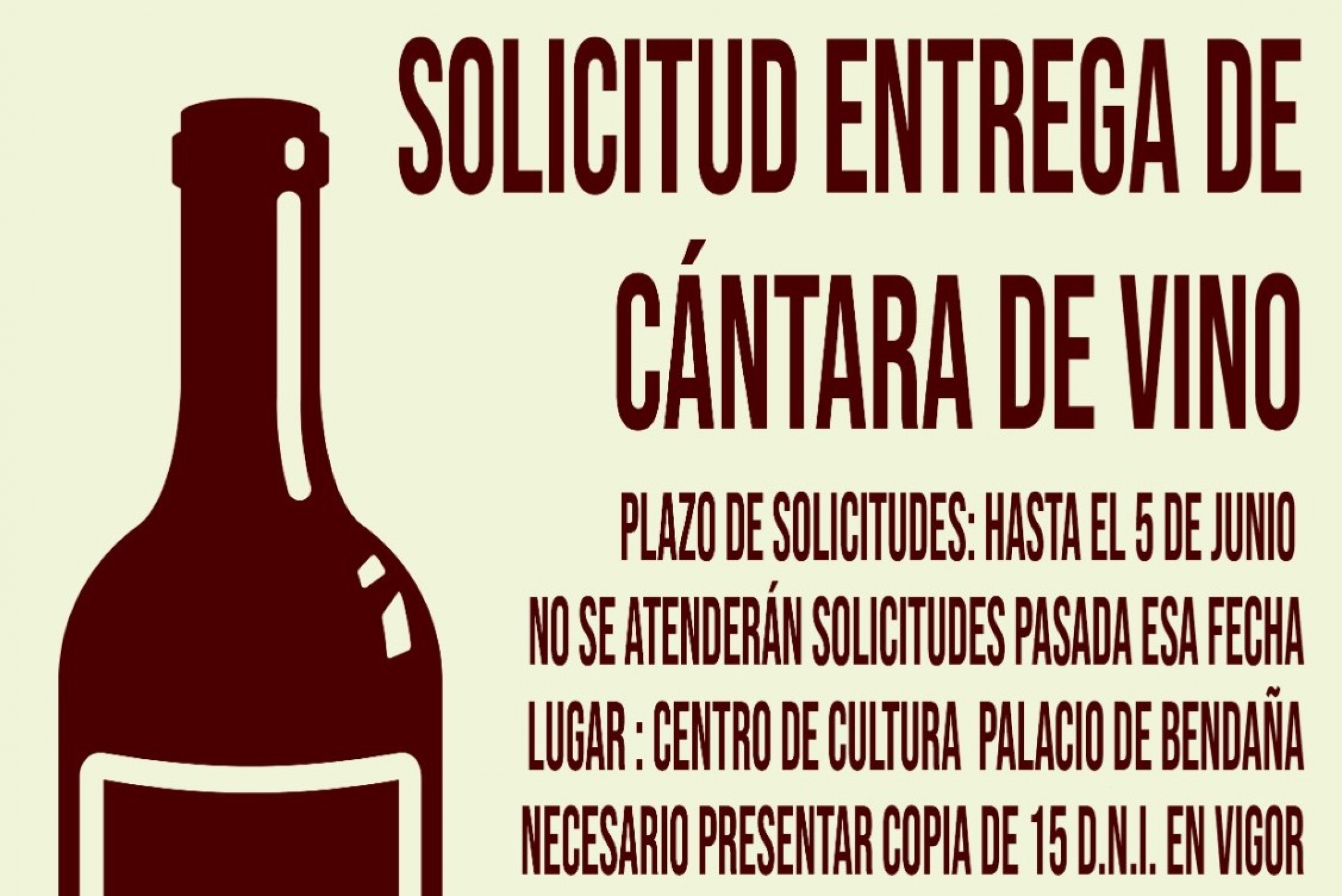 FIESTAS:  Solicitud de Entrega de Cántaras de Vino