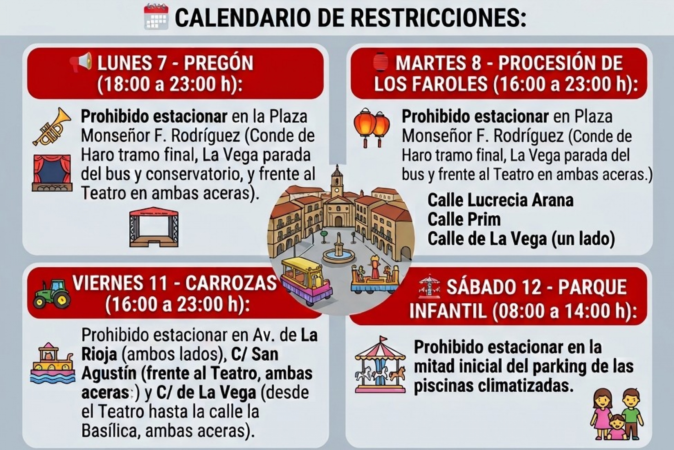 INFORMACIÓN FIESTAS: Cortes de Tráfico y Restricciones de Estacionamiento