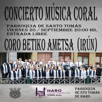 Betiko Ametsa, el viernes 20 de septiembre en la parroquia de Santo Tomás