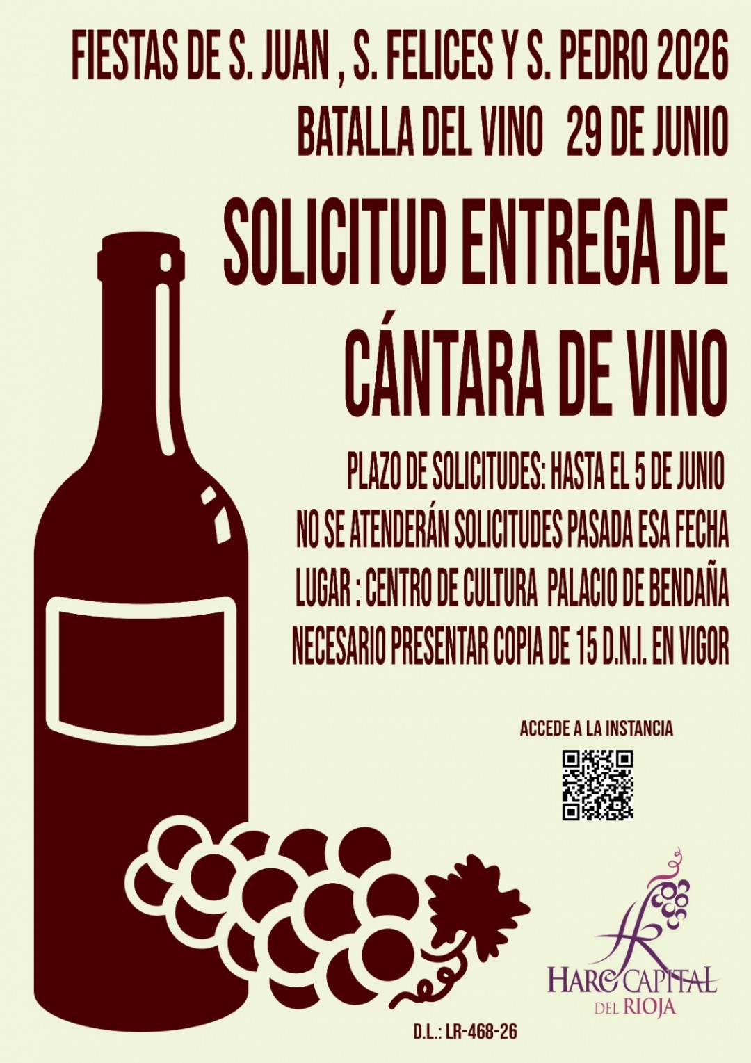 FIESTAS:  Solicitud de Entrega de Cántaras de Vino