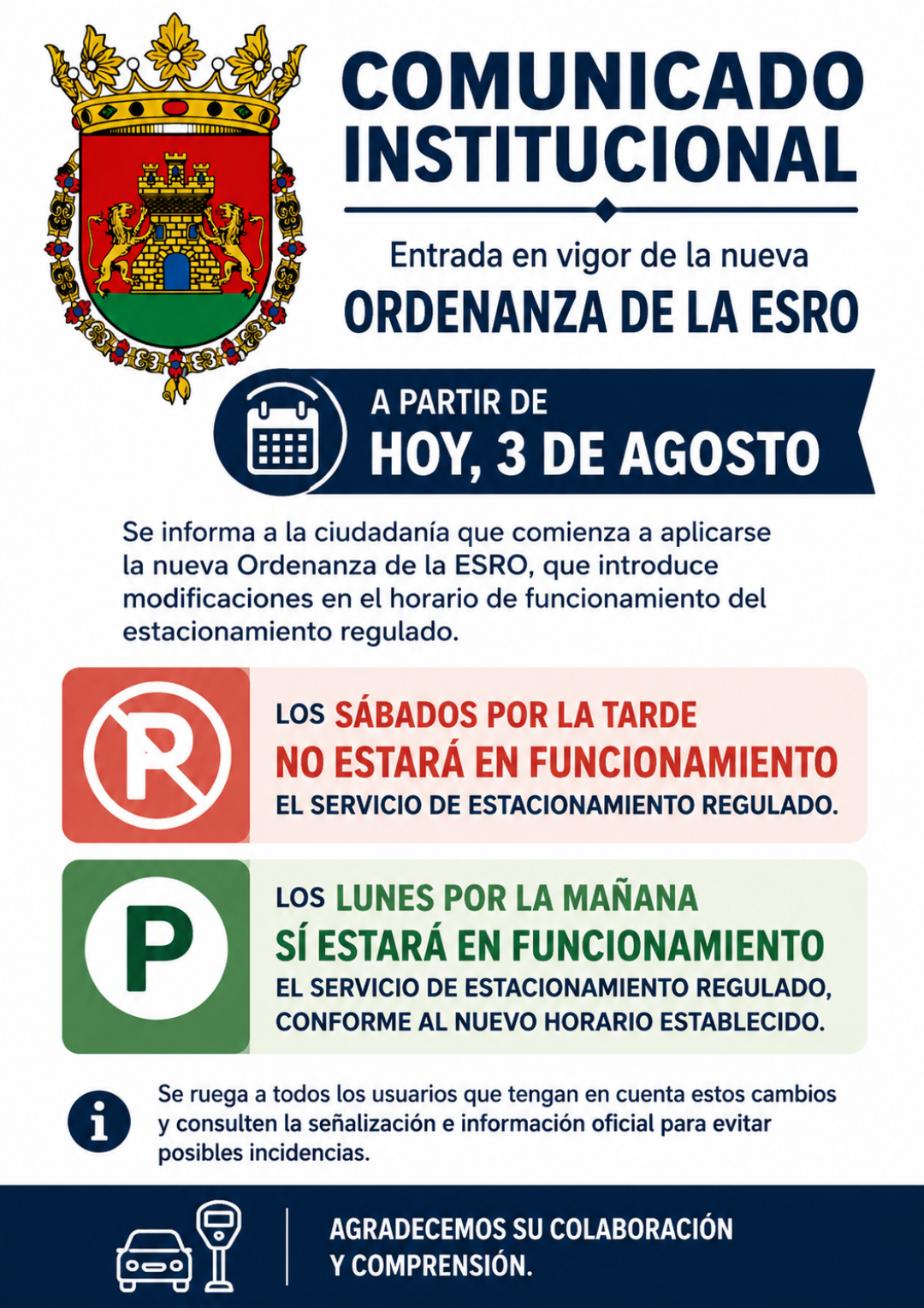 ESTACIONAMIENTO REGULADO: Cambios en la Ordenanza
