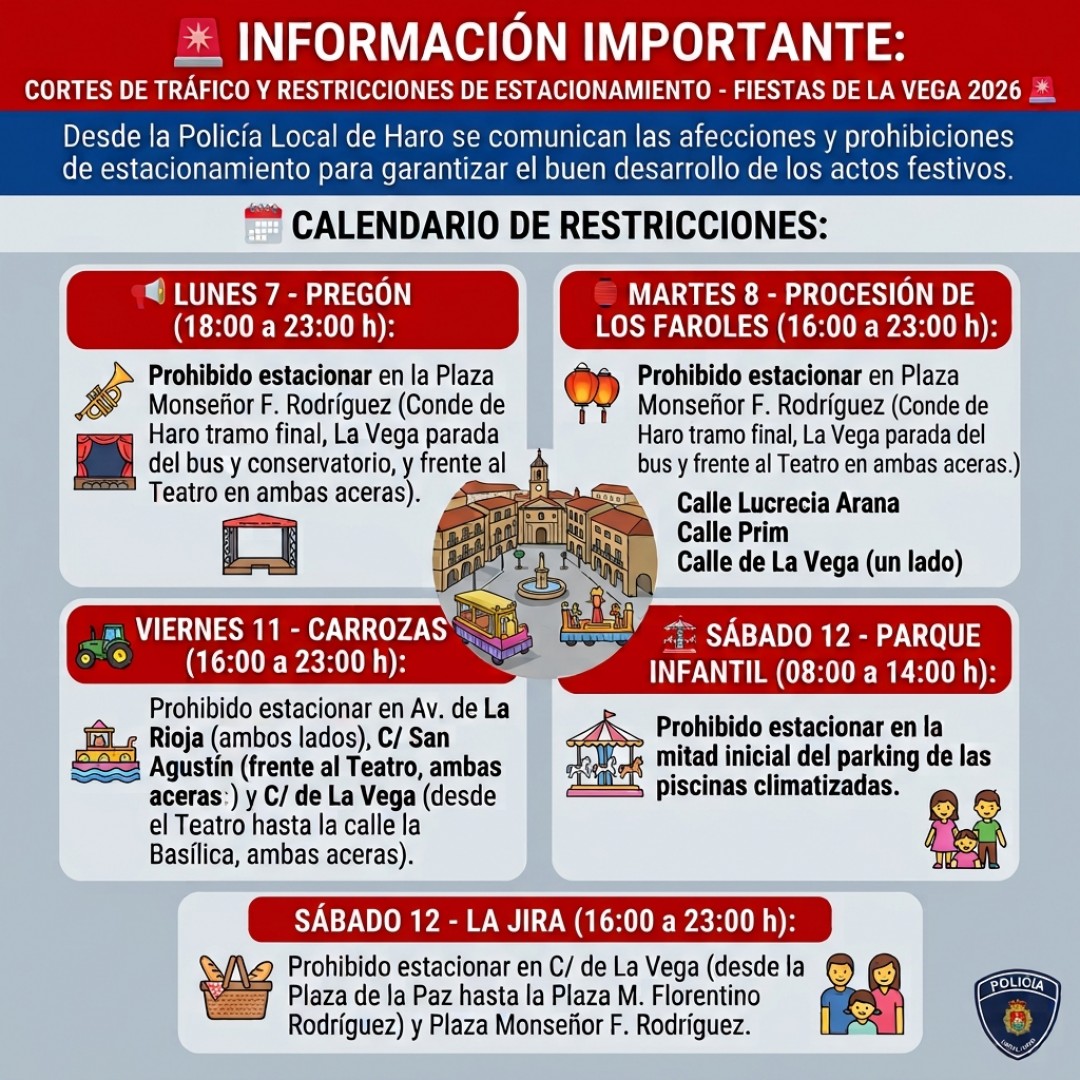 INFORMACIÓN FIESTAS: Cortes de Tráfico y Restricciones de Estacionamiento